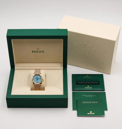 Rolex Day-date 36 Rkis 2024 Neu Full Set Turquoise Diamond Dial