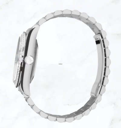 Rolex Day-date 36 White Gold Pave Baguette Dial 128349rbr new Unworn