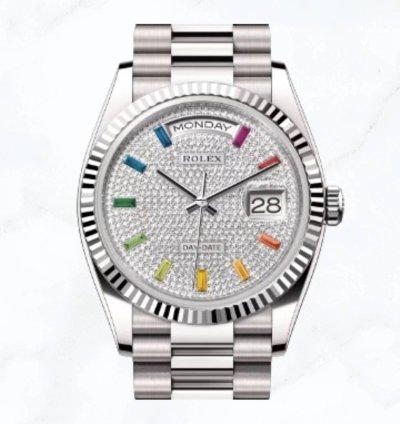 Rolex Day-date 36 White Gold Pave Diamond 128239 new Unworn