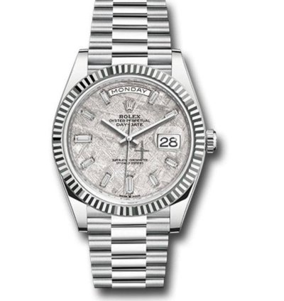 Rolex Day-date 40 2023 New Unworn Meteorite Dial Fluted Platinum Day-date 40
