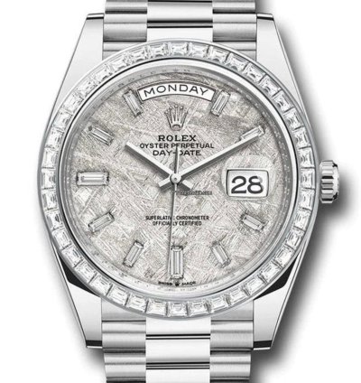Rolex Day-date 40 2024 2025 Unworn Meteorite Dial Baguette Indices Day-date 40