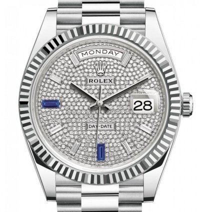 Rolex Day-date 40 228236 40mm Platinum Bracelet Pave Dial Unworn 2023