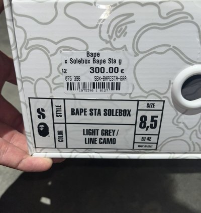Bape Sta Bapesta Solebox Sz 8 5 Light Grey Suede White
