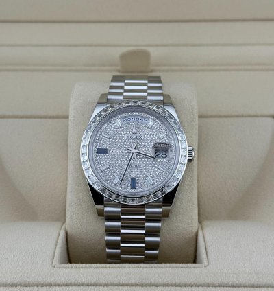 Rolex Day-date 40 228396tbr Platinum Diamond Bezel Diamond-paved Sapphire Dial 2024