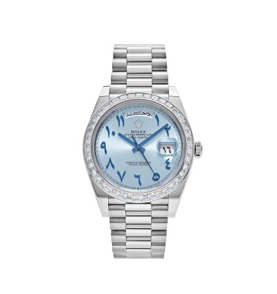 Rolex Day-date 40 228396tbr Platinum Ice Blue Arabic Dial Diamond Bezel