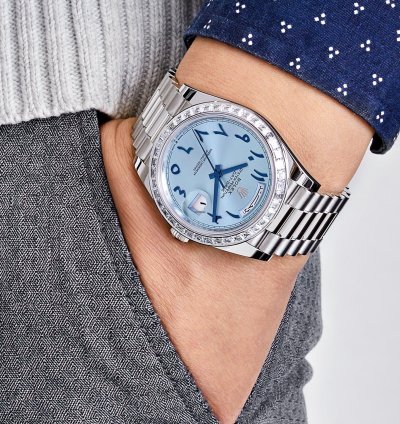 Rolex Day-date 40 228396tbr Platinum Ice Blue Arabic Dial Diamond Bezel