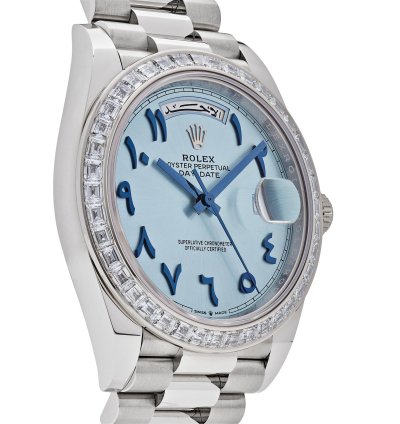 Rolex Day-date 40 228396tbr Platinum Ice Blue Arabic Dial Diamond Bezel