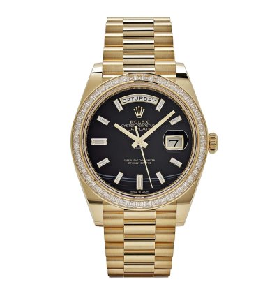 Rolex Day-date 40 228398tbr Yellow Gold Onyx Baguette Diamond Dial Baguette Bezel 2023