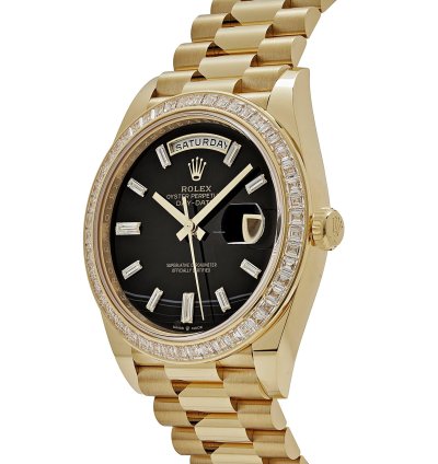 Rolex Day-date 40 228398tbr Yellow Gold Onyx Baguette Diamond Dial Baguette Bezel 2023