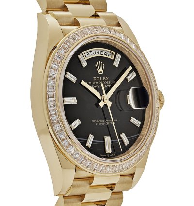 Rolex Day-date 40 228398tbr Yellow Gold Onyx Baguette Diamond Dial Baguette Bezel 2023