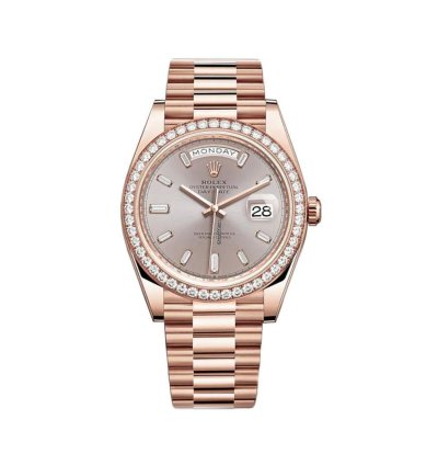 Rolex Day-date 40 40mm 18k Everose Gold President Sundust Baguette Diamond Dial