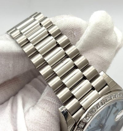 Rolex Day-date 40 40mm Platinum Ice Blue Arabic Dial Diamond Baguette Bezel 228396tbr 2022