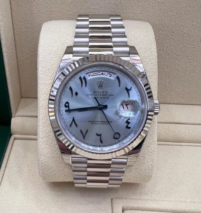 Rolex Day-date 40 Ice Blue Dial With Arabic Numerals Calendar Full Platinum