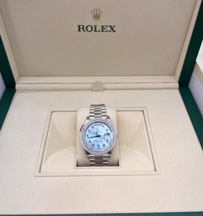 Rolex Day-date 40 Ice Blue Dial With Arabic Numerals Calendar Full Platinum