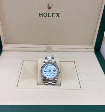 Rolex Day-date 40 Ice Blue Dial With Arabic Numerals Calendar Full Platinum