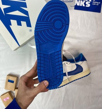Fragment Design X Travis Scott X Jordan 1 Low Og Sp sail Military Blue