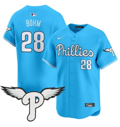 Alec Bohm Jersey 28 Philadelphia Phillies 2025 Vapor Premier Limited Stitched Light Blue