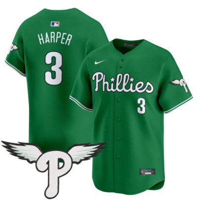 Bryce Harper Jersey 3 Philadelphia Phillies 2025 Vapor Premier Limited Stitched Kelly Green