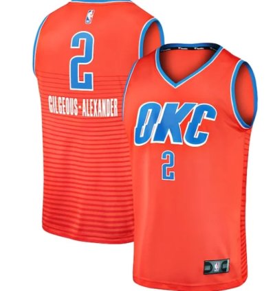 Shai Gilgeous-alexander Oklahoma City Thunder Fast Break Team Jersey - Statement Edition - Orange