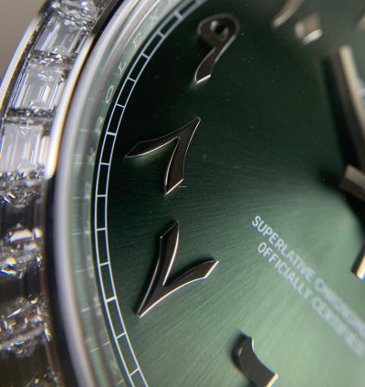 Rolex Day-date 40 Platinum Arabic Numerals Green With Diamonds M228396tbr-0032