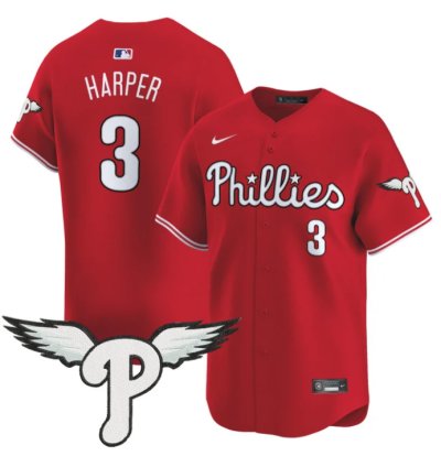 Bryce Harper Jersey 3 Philadelphia Phillies 2025 Vapor Premier Limited Stitched Red