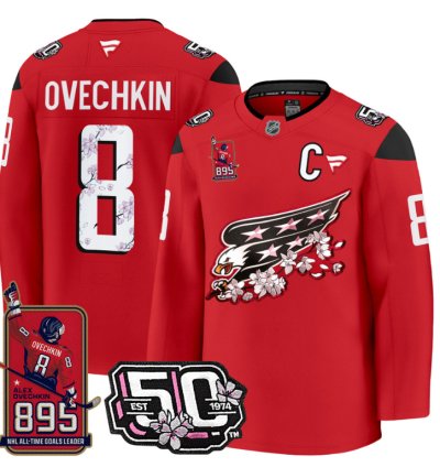 Ovechkin Jersey 8 Washington Capitals All-time Leading Goals Leader Patch Red