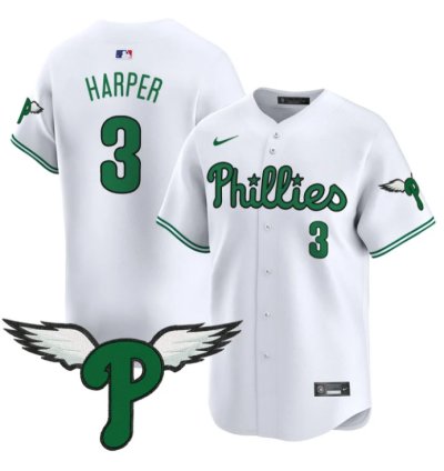 Bryce Harper Jersey 3 Philadelphia Phillies 2025 Vapor Premier Limited Stitched White
