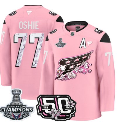 Tj Oshie Jersey 77 Washington Capitals 50th 2018 Stanley Cup Champions Patch Cherry Blossom