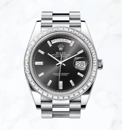 Rolex Day-date 40 Platinum Black Baguette Dial 228396tbr new Unworn
