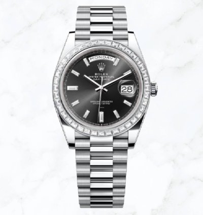 Rolex Day-date 40 Platinum Black Baguette Dial 228396tbr new Unworn