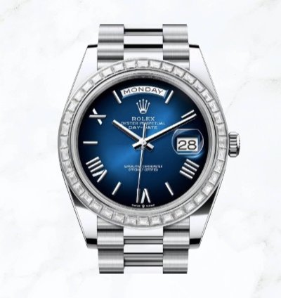Rolex Day-date 40 Platinum Blue Ombr Roman Dial 228396tbr new Unworn
