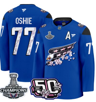 Tj Oshie Jersey 77 Washington Capitals 50th 2018 Stanley Cup Champions Patch Royal