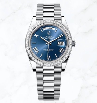 Rolex Day-date 40 Platinum Blue Roman Dial 228396tbr new Unworn