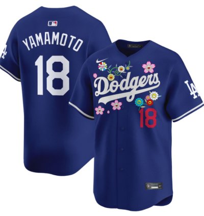 Yamamoto Jersey 18 Dodgers X Takashi Murakami 2025 Vapor Limited Stitched Royal