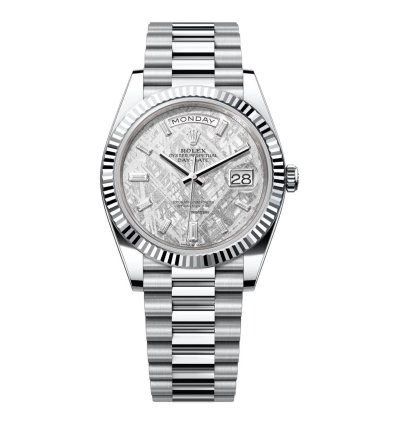 Rolex Day-date 40 Platinum Day-date 40 Watch 228236-0011 Fluted Bezel Meteorite Baguette-cut Diamond Dial President Bracelet 2024
