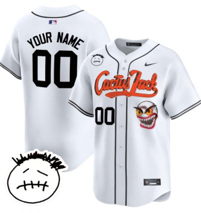 Custom Houston Astros Cactus Jersey Jack Patch V3 All Stitched White