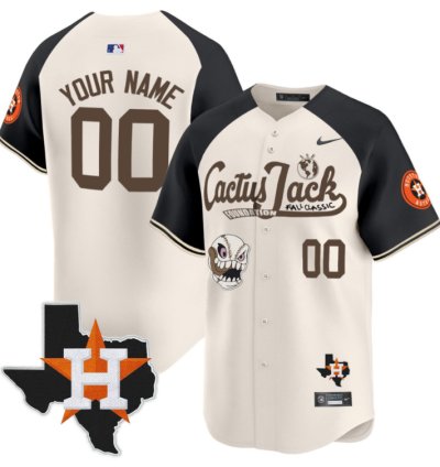 Custom Houston Astros Jersey Cactus Jack Foundation Fall Classic Limited Cream Alternate