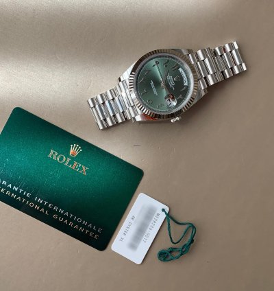 Rolex Day-date 40 Platinum Green Dial Arabic Numerals With Fluted Bezel - 228236-0017