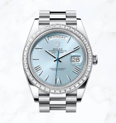 Rolex Day-date 40 Platinum Ice Blue Roman Dial 228396tbr new Unworn