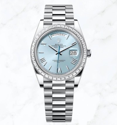 Rolex Day-date 40 Platinum Ice Blue Roman Dial 228396tbr new Unworn