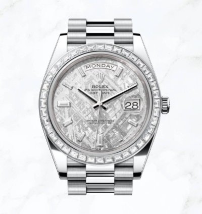 Rolex Day-date 40 Platinum Meteorite Baguette Dial 228396tbr new Unworn