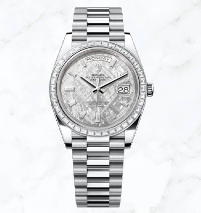 Rolex Day-date 40 Platinum Meteorite Baguette Dial 228396tbr new Unworn