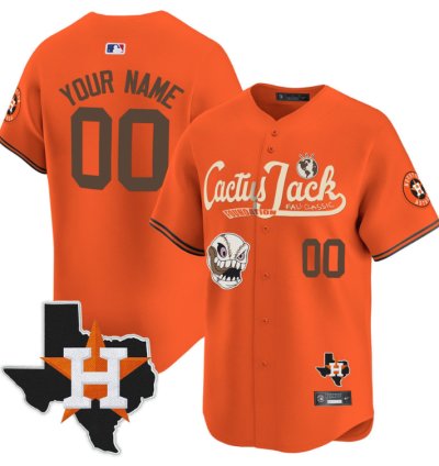Custom Houston Astros Jersey Cactus Jack Foundation Fall Classic Limited Orange