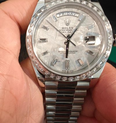Rolex Day-date 40 Platinum Meteorite Dial With Diamond-set Bezel