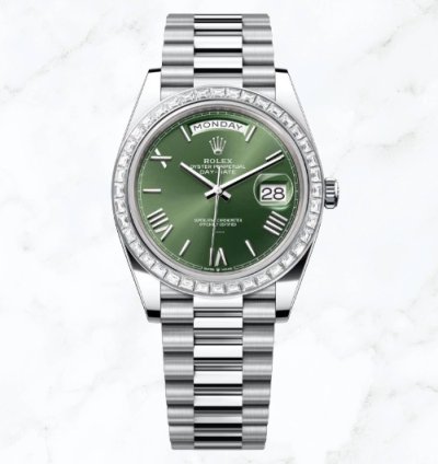 Rolex Day-date 40 Platinum Olive Green Roman Dial 228396tbr new Unworn