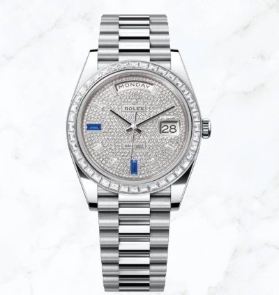 Rolex Day-date 40 Platinum Pave Baguette Dial 228396tbr new Unworn