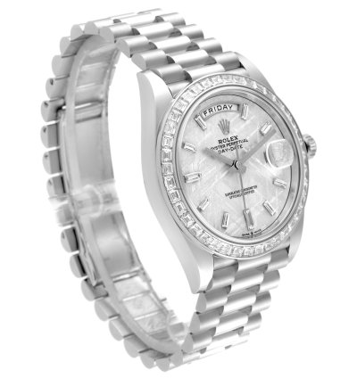 Rolex Day-date 40 President Platinum Meteorite Diamond Mens Watch 228396 Unworn