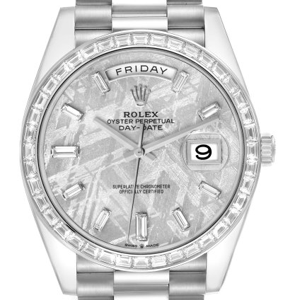 Rolex Day-date 40 President Platinum Meteorite Diamond Mens Watch 228396 Unworn