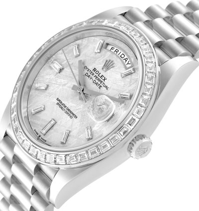 Rolex Day-date 40 President Platinum Meteorite Diamond Mens Watch 228396 Unworn