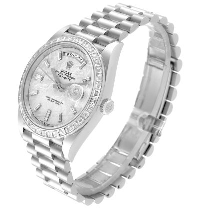 Rolex Day-date 40 President Platinum Meteorite Diamond Mens Watch 228396 Unworn